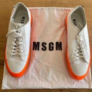 MSGM Floating Neon Soles Sneaker White Orange size46 Italian Barely Worn Leather